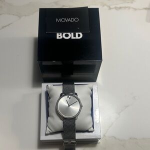 Movado Bold Silver Mesh Unisex Watch